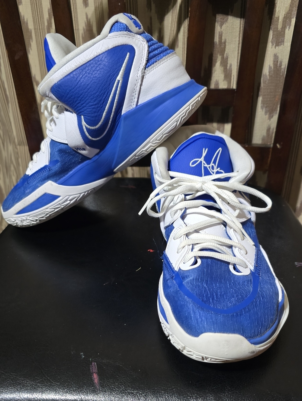 Nike Blue and White High-Top Basketball Sneakers